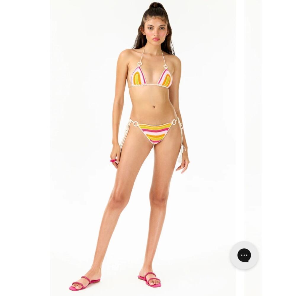 NWT My beachy side multicolor triangle crochet bikini boho vacation set S M